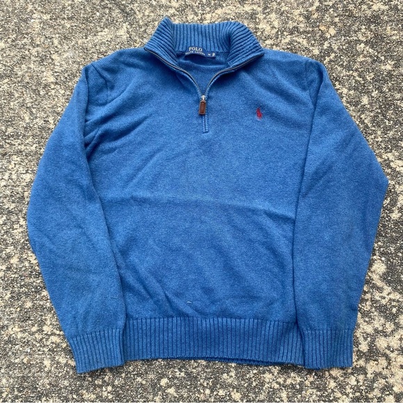 Polo by Ralph Lauren Men's Blue Half-Zip Sweater - Picture 2 of 8